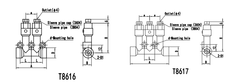 Technical Drawing of T86 Metering Valves